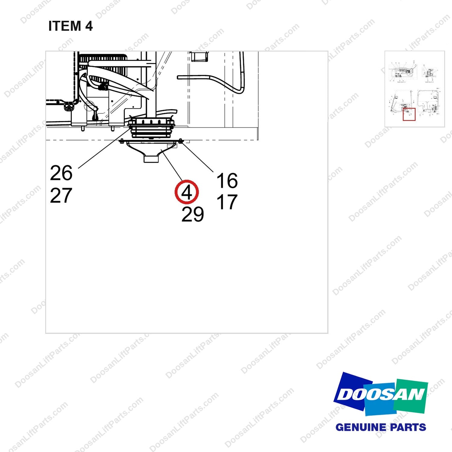 430221-02396 OVHG WIRING GP;81KW - parts diagram, item 4 shown - genuine Doosan / Bobcat forklift part