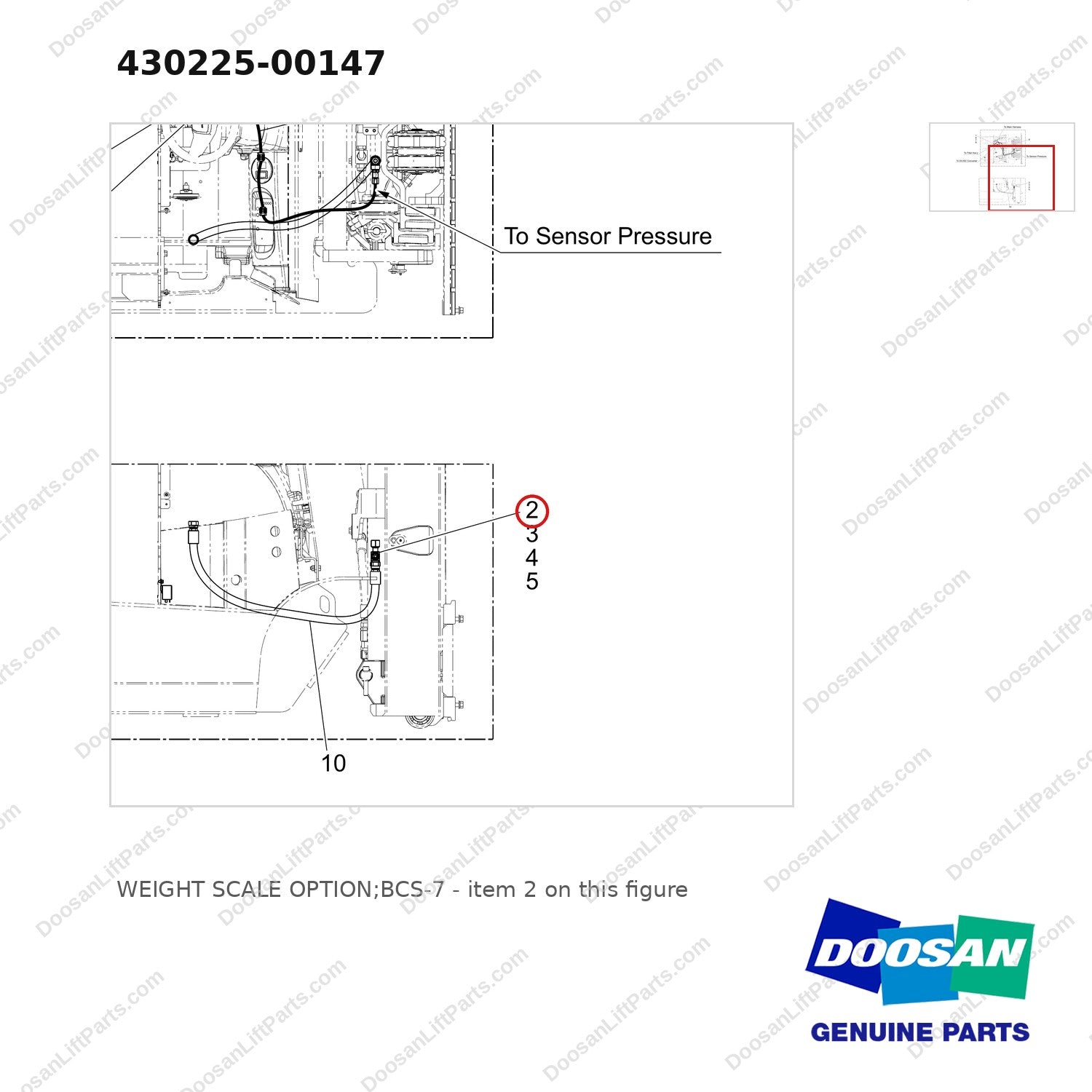 430225-00147 WEIGHT SCALE OPTION;BCS-7 - parts diagram, item 2 shown - genuine Doosan / Bobcat forklift part