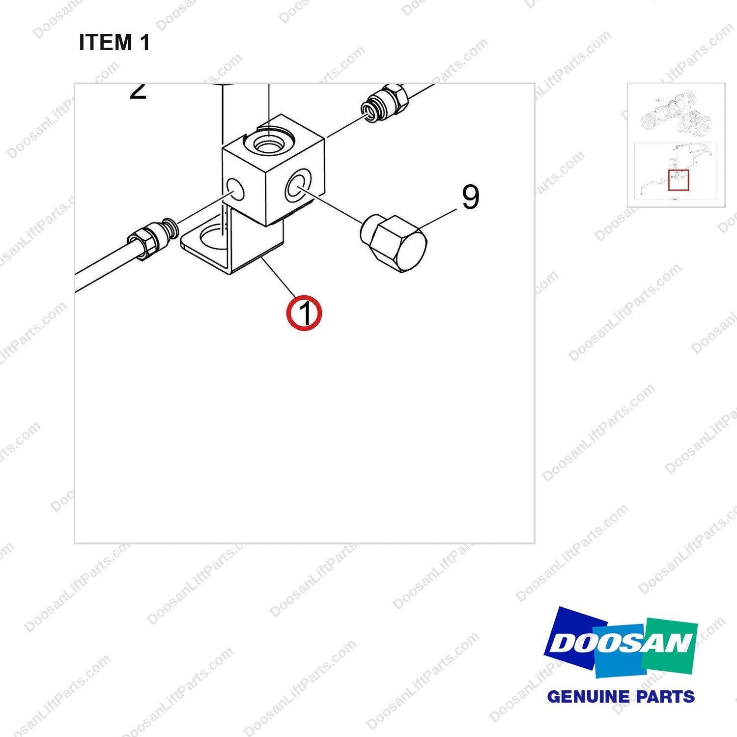 430225-00567 SERVICE BRAKE GP;D40S-9 - parts diagram, item 1 shown - genuine Doosan / Bobcat forklift part