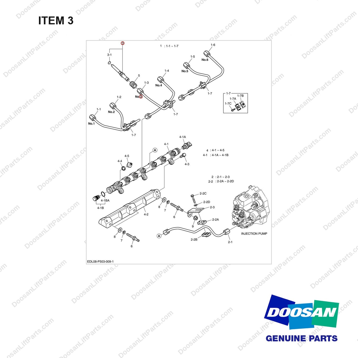 430230-00162 INJECTION PIPE - full parts diagram, item 3 marked - genuine Doosan / Bobcat forklift part