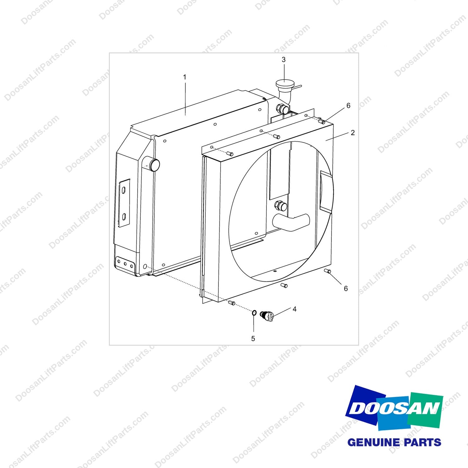 440211-00141 Radiator Assy - full parts diagram - genuine Doosan / Bobcat forklift part
