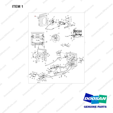 440211-00215 Lines Gp-Fuel & Cooler-OCD Type Brake - full parts diagram, item 1 marked - genuine Doosan / Bobcat forklift part