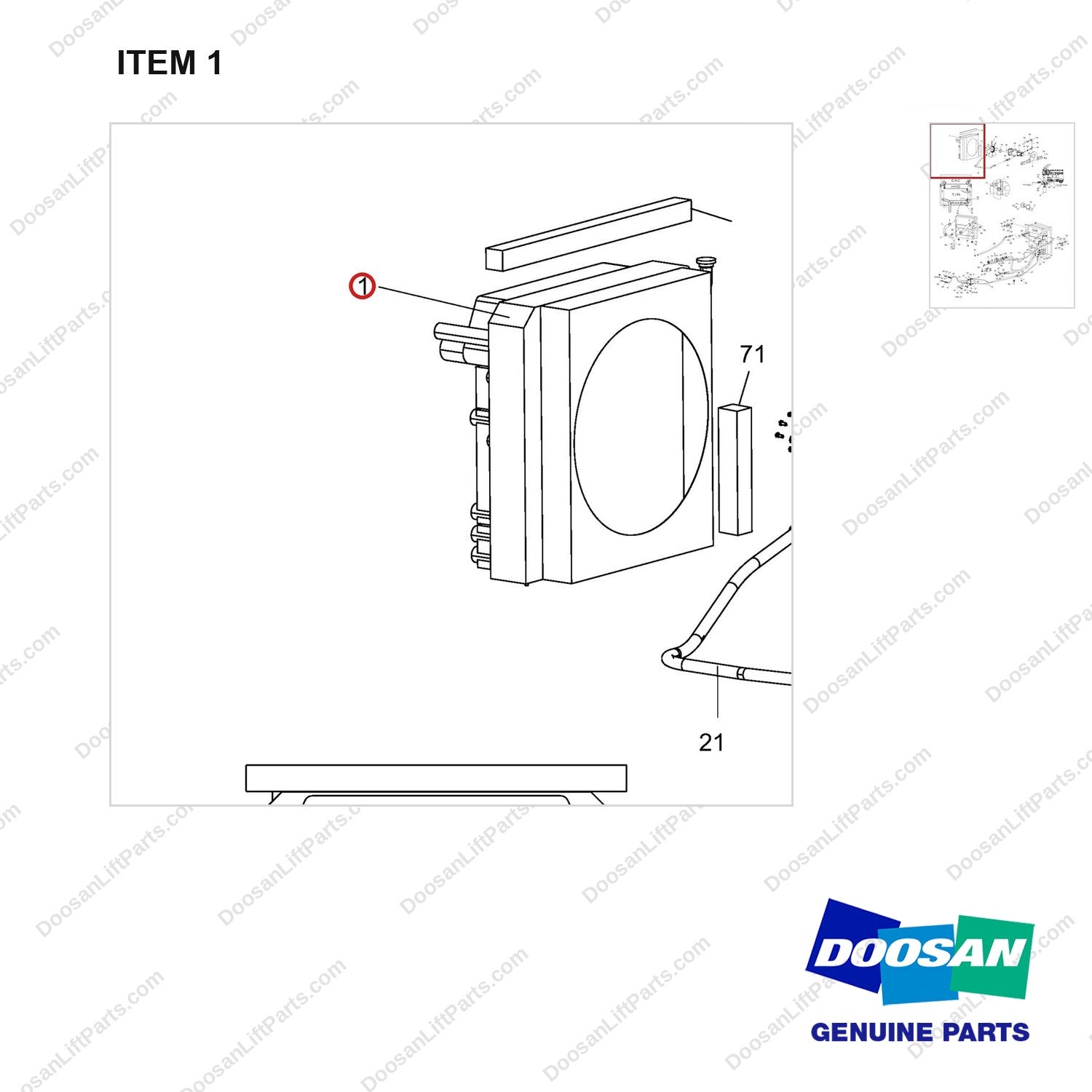 440211-00215 Lines Gp-Fuel & Cooler-OCD Type Brake - parts diagram, item 1 shown - genuine Doosan / Bobcat forklift part