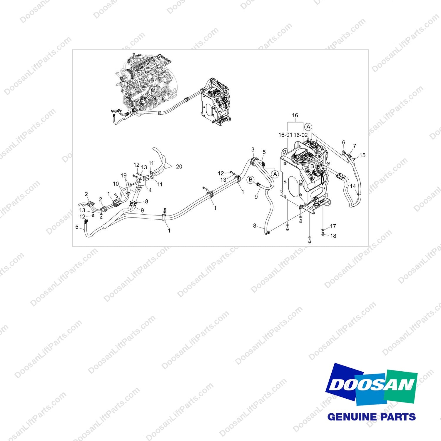 450106-00359 UREA GROUP,SUB;D70 - full parts diagram - genuine Doosan / Bobcat forklift part