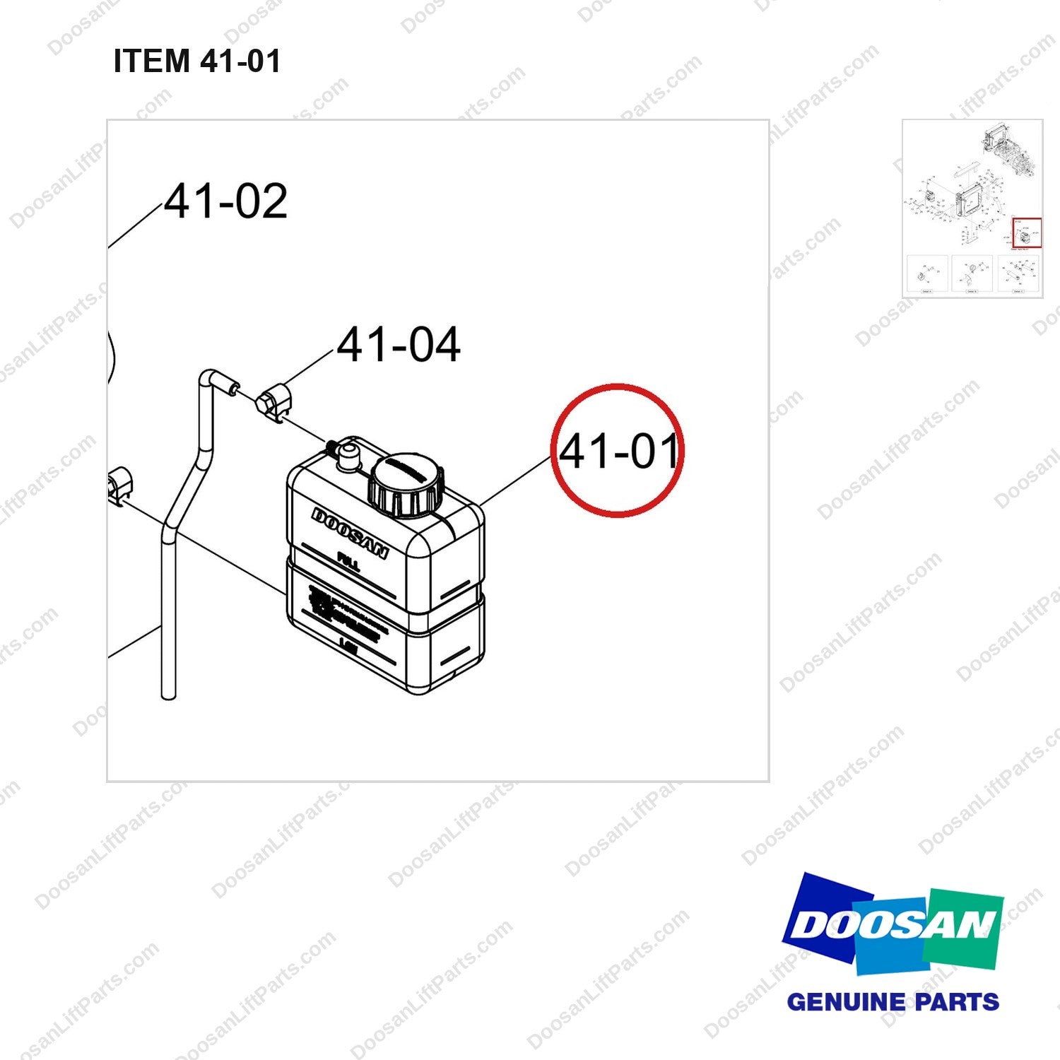 450107-00124 COOLING LINES GROUP;GC15S,OPEN CORE - parts diagram, item 41-01 shown - genuine Doosan / Bobcat forklift part