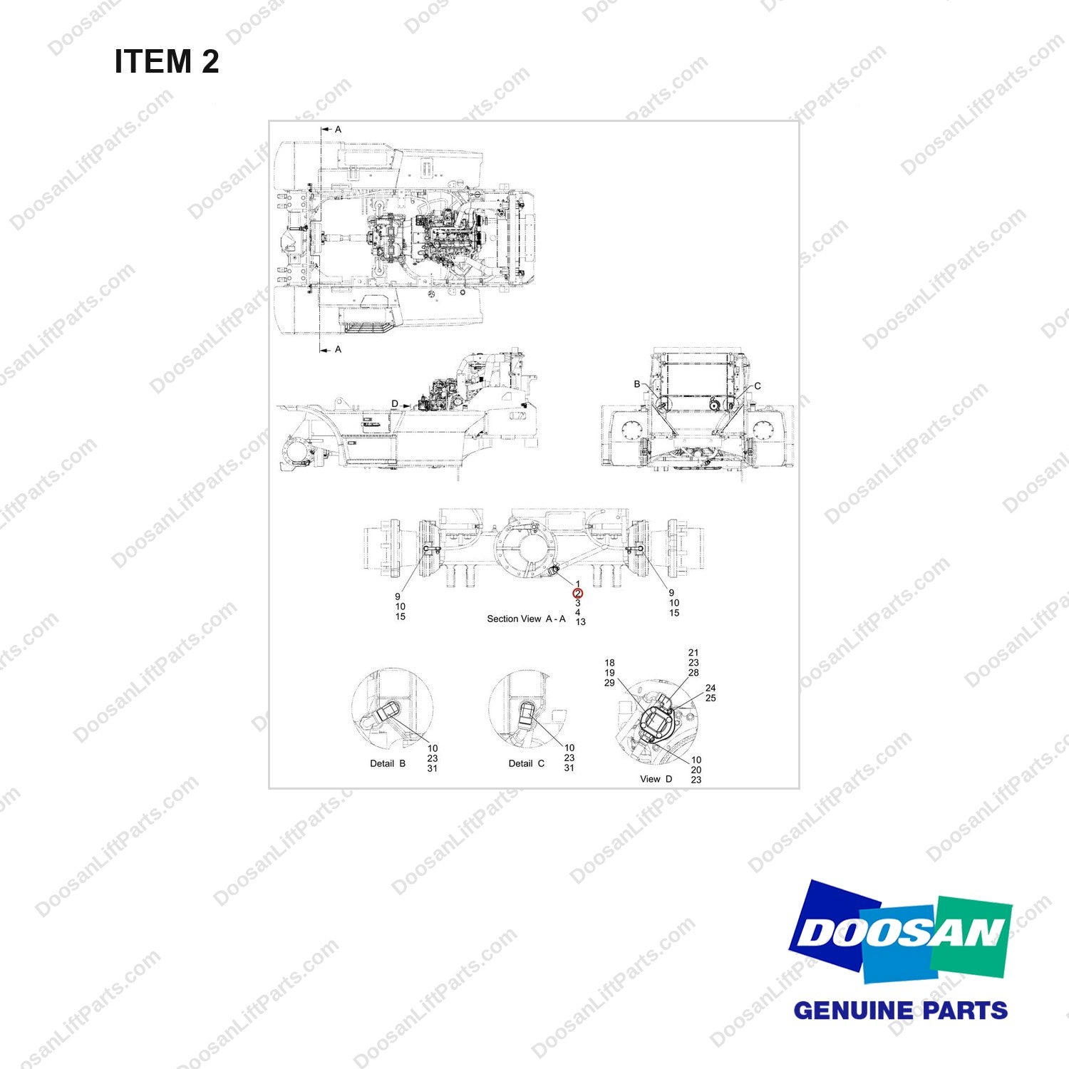 460105-01428 ODB CIRCULATION GP - full parts diagram, item 2 marked - genuine Doosan / Bobcat forklift part