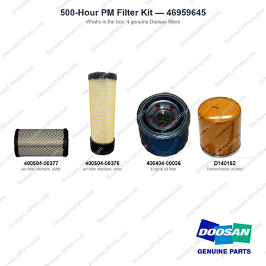 46959645 500-Hour PM Filter Kit - what's in the box - genuine Doosan / Bobcat forklift part