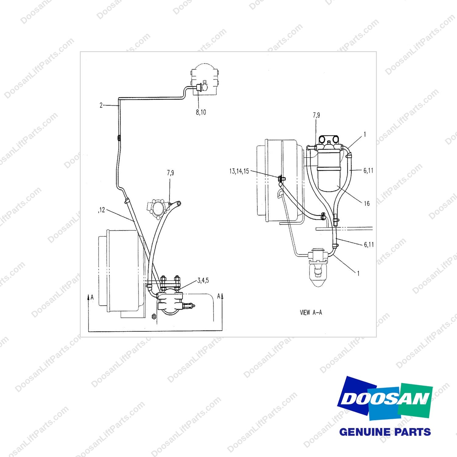 4B8774 LINES GP-FUEL - 1004 E/G - full parts diagram - genuine Doosan / Bobcat forklift part
