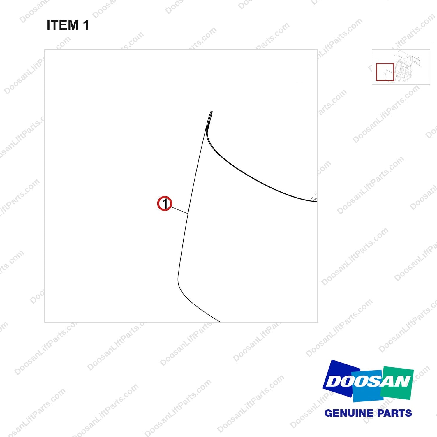 500119-01016 GLASS;GROUP - parts diagram, item 1 shown - genuine Doosan / Bobcat forklift part