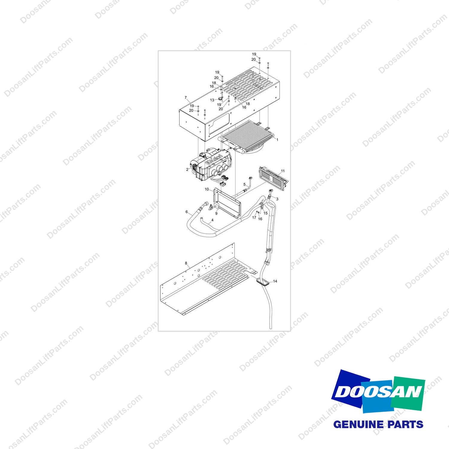500133-00417 CONDITIONER ASSY,AIR;G25S-9 - full parts diagram - genuine Doosan / Bobcat forklift part