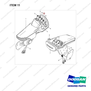 500139-00234 REST,ARM;FINGERTIP 4WAY - full parts diagram, item 11 marked - genuine Doosan / Bobcat forklift part