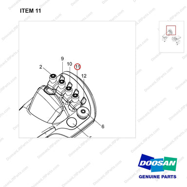 500139-00234 REST,ARM;FINGERTIP 4WAY - parts diagram, item 11 shown - genuine Doosan / Bobcat forklift part