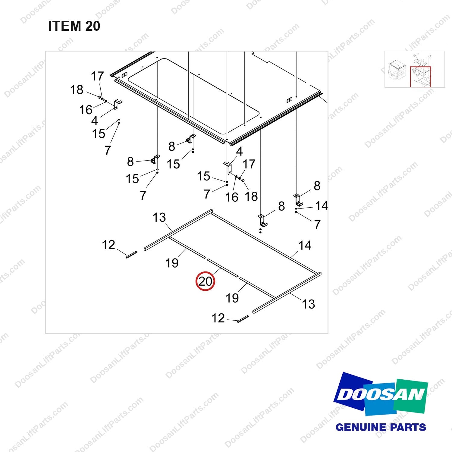500140-00131 MODULAR A;DOOSAN - parts diagram, item 20 shown - genuine Doosan / Bobcat forklift part