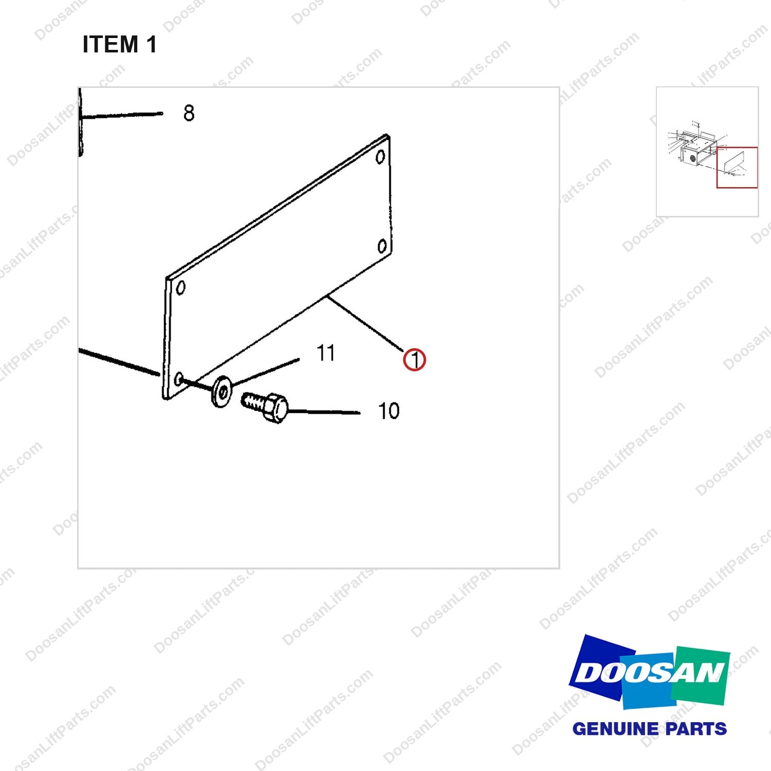 536831 SEAT MOUNTING GP - parts diagram, item 1 shown - genuine Doosan / Bobcat forklift part