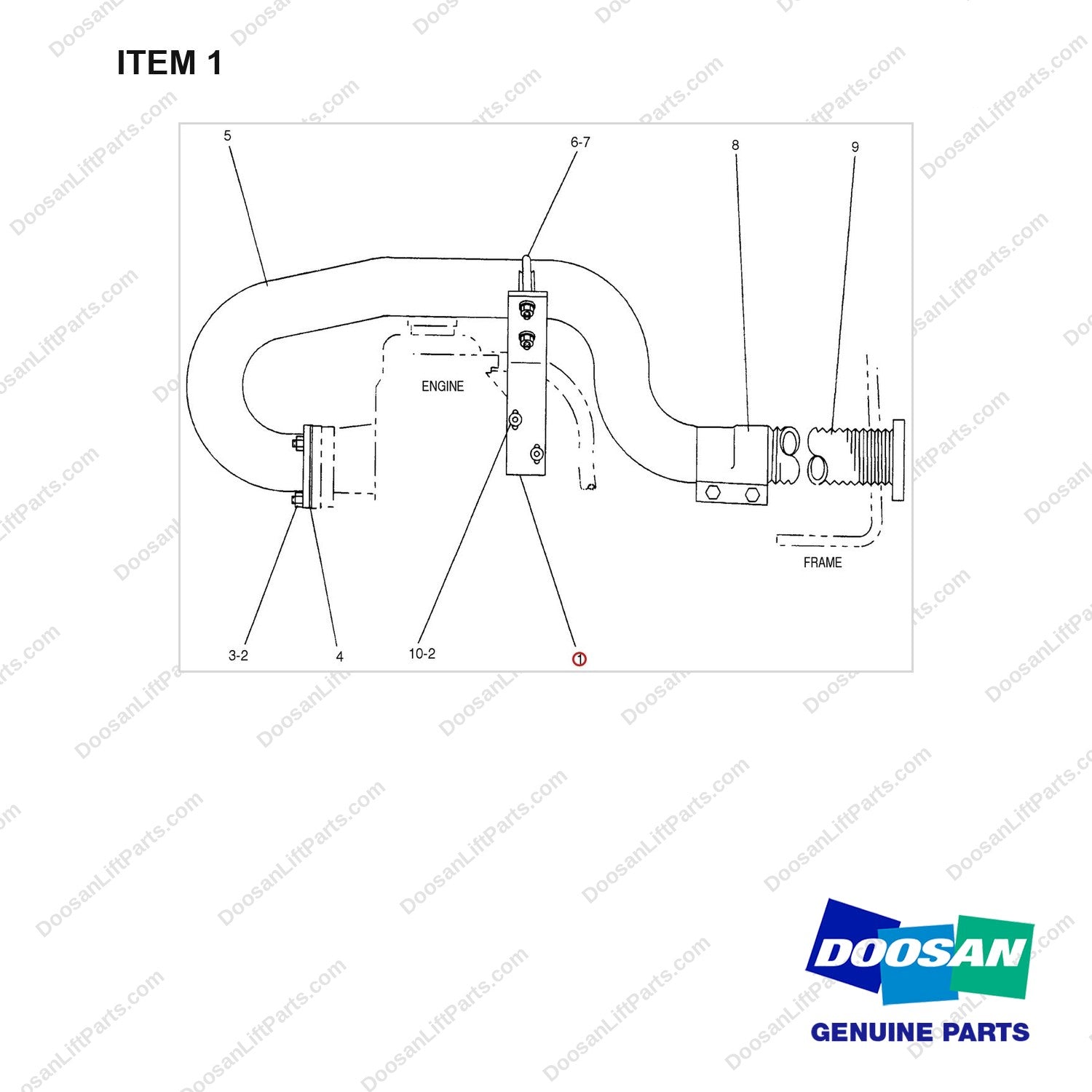 536953 EXHAUST GP - full parts diagram, item 1 marked - genuine Doosan / Bobcat forklift part