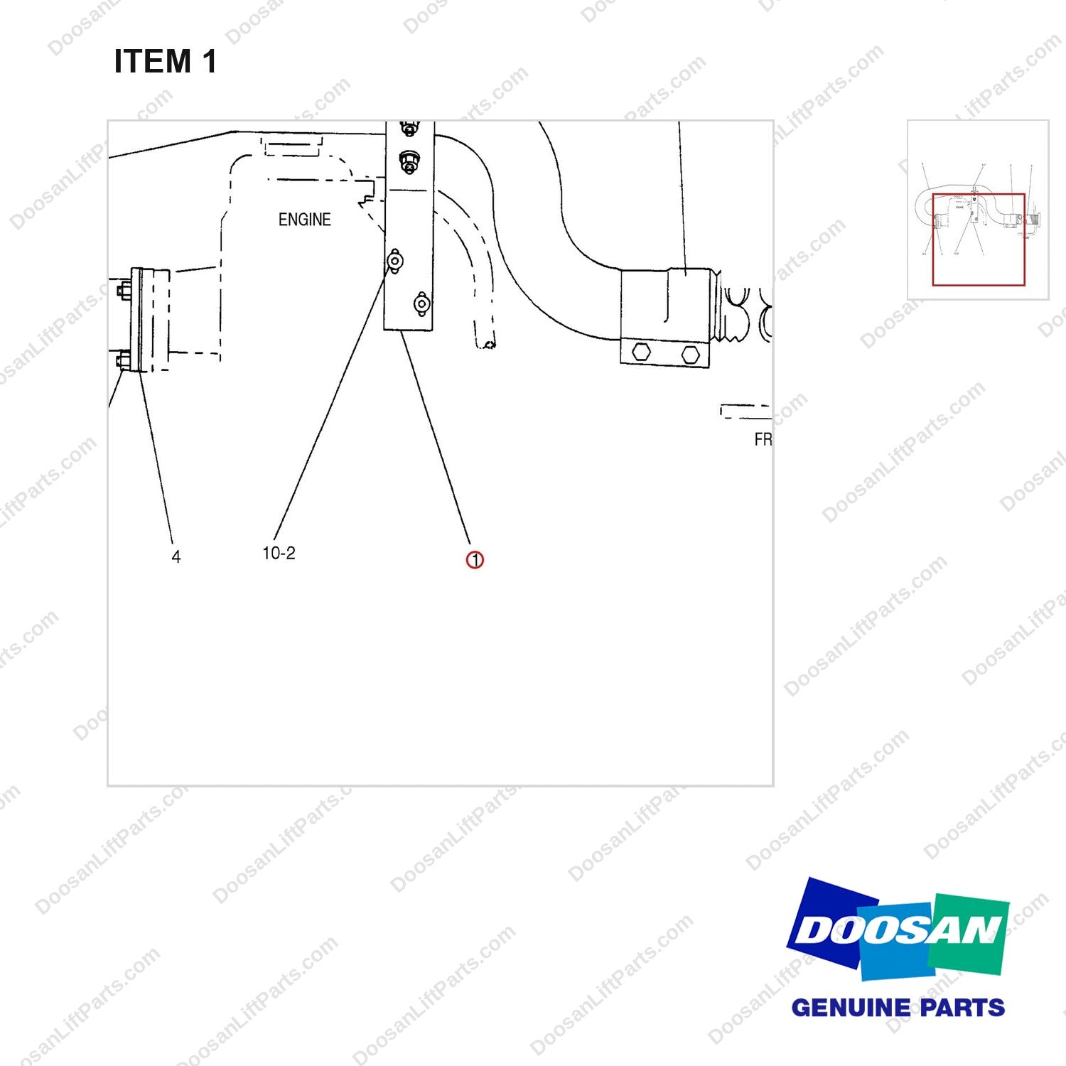 536953 EXHAUST GP - parts diagram, item 1 shown - genuine Doosan / Bobcat forklift part