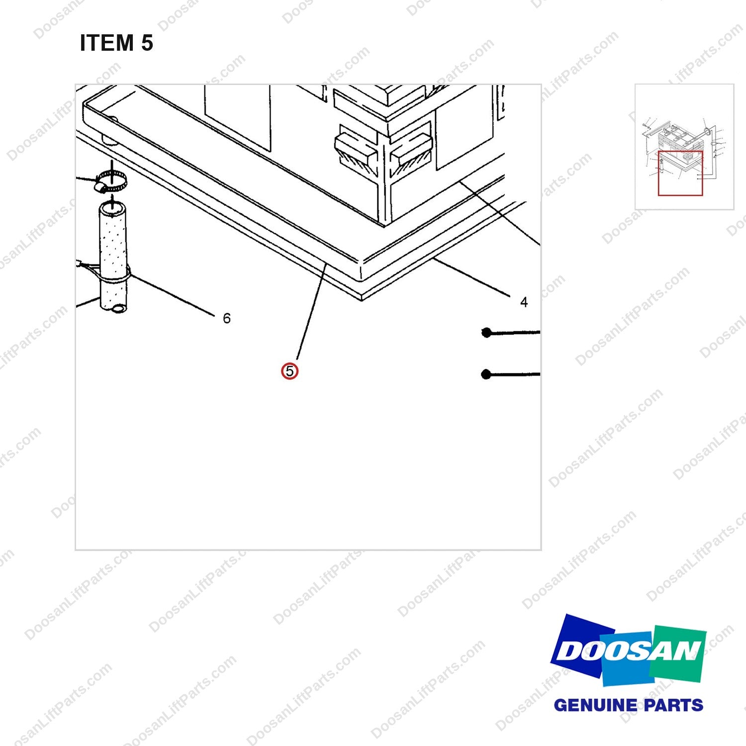 537932 BATTERY GP - (1/2) - parts diagram, item 5 shown - genuine Doosan / Bobcat forklift part