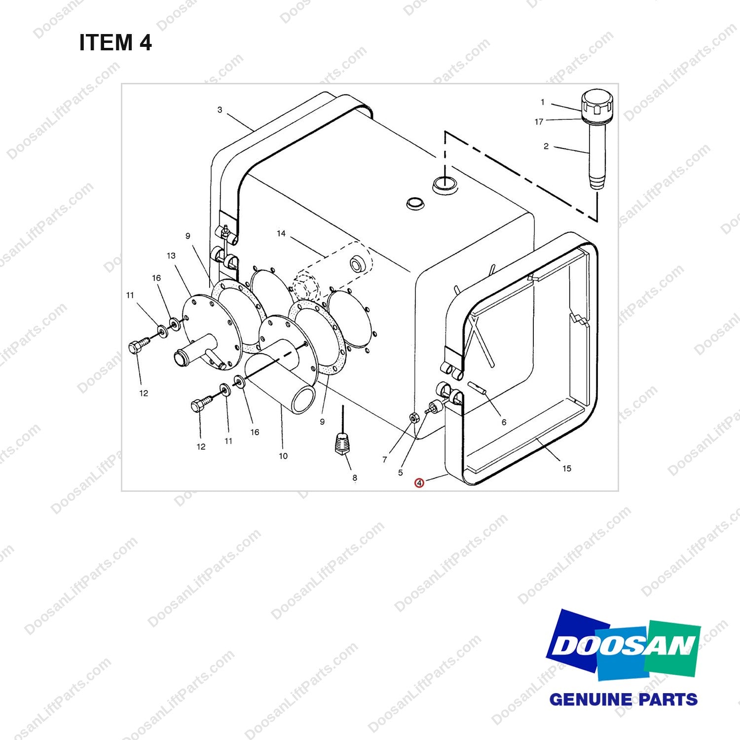 551484 TANK GP-HYDRAULIC - full parts diagram, item 4 marked - genuine Doosan / Bobcat forklift part