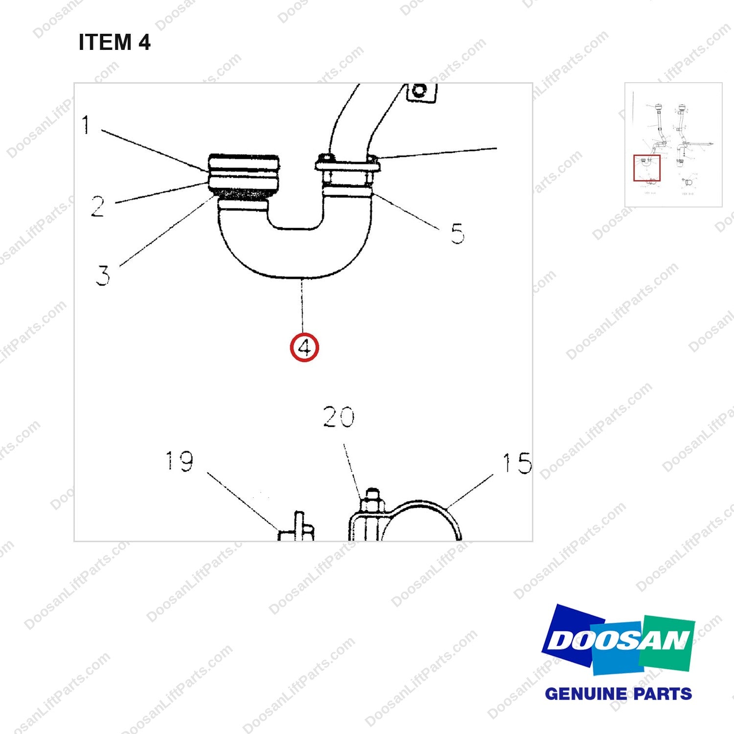 5I0097 CH/AR-HIGH PRECLEANER - parts diagram, item 4 shown - genuine Doosan / Bobcat forklift part