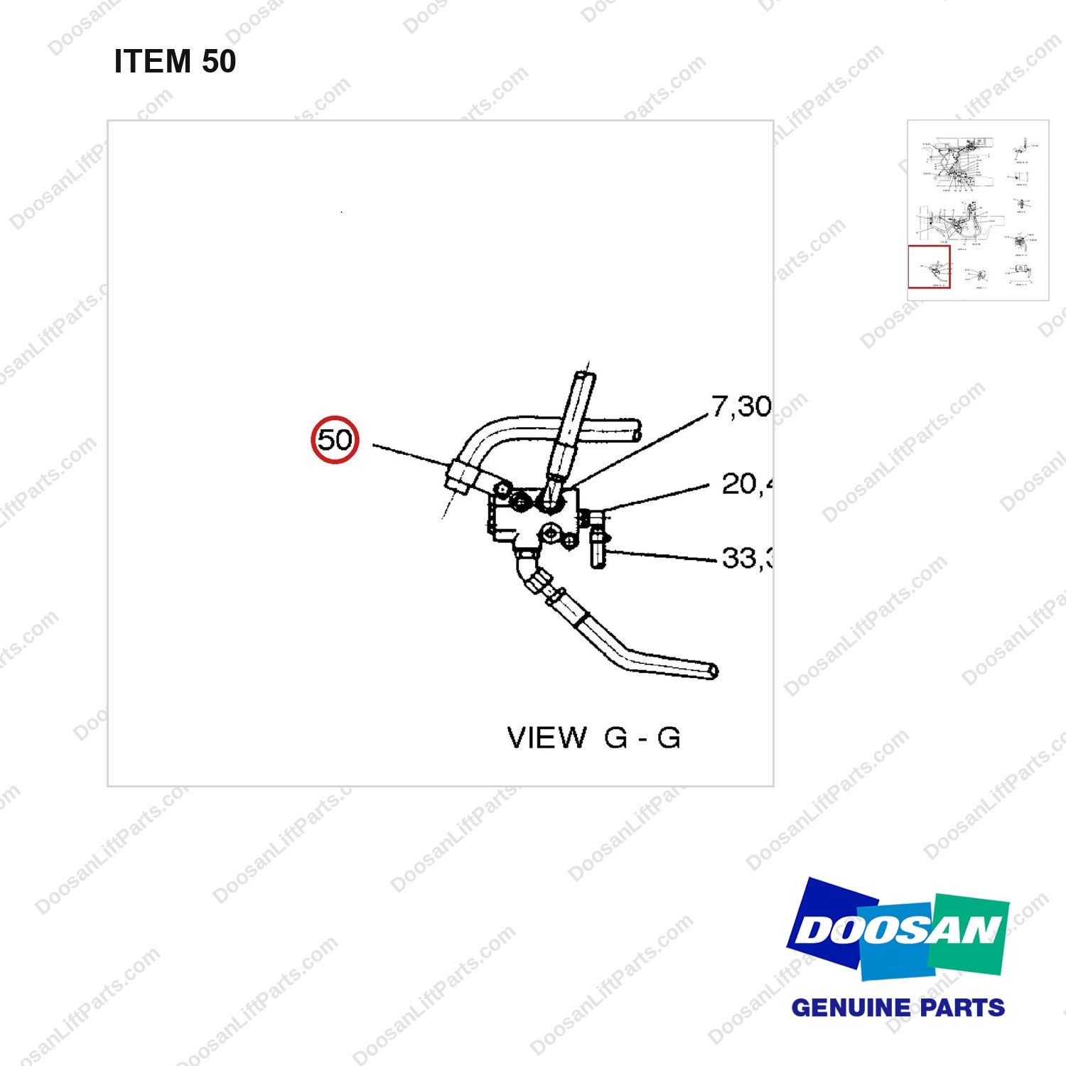 5N2840 LINES GP-MAST OPERATING(LTZ) - parts diagram, item 50 shown - genuine Doosan / Bobcat forklift part