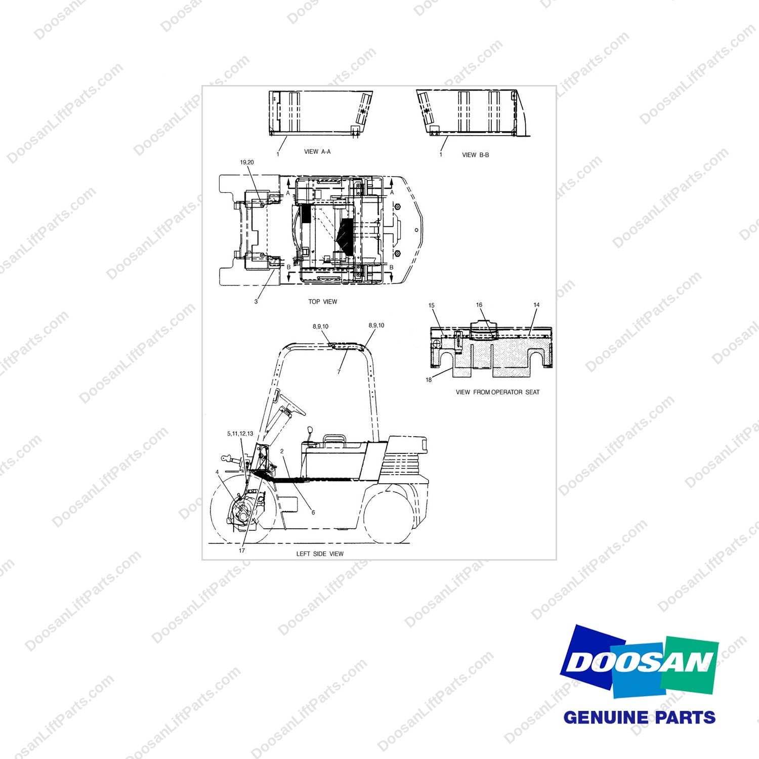 5P7482 CHANGE AR-SOUND SUPPRESSION - full parts diagram - genuine Doosan / Bobcat forklift part