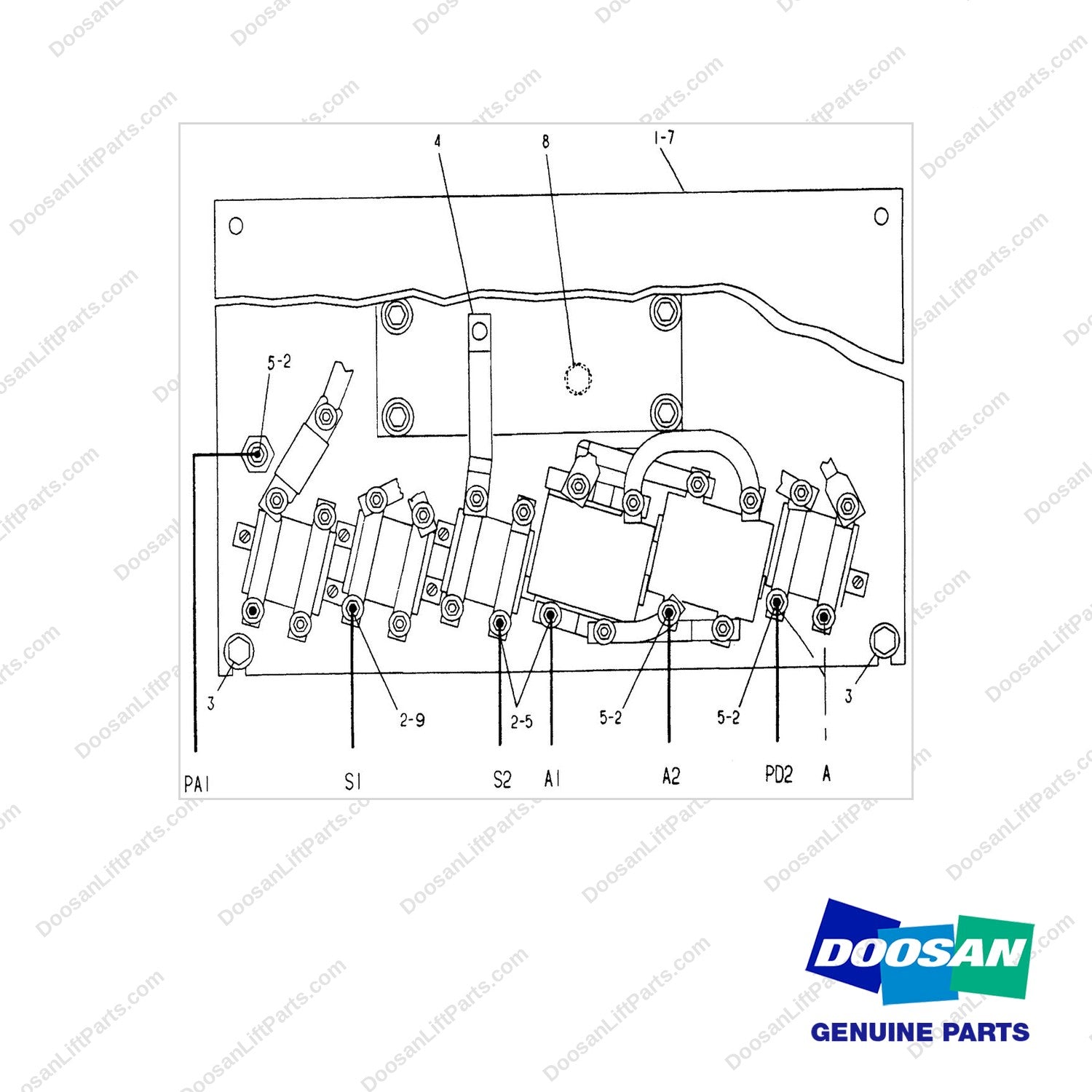 5P8937 PANEL GP-CONTROL - (72/80 VOLT)-(1/2) - full parts diagram - genuine Doosan / Bobcat forklift part