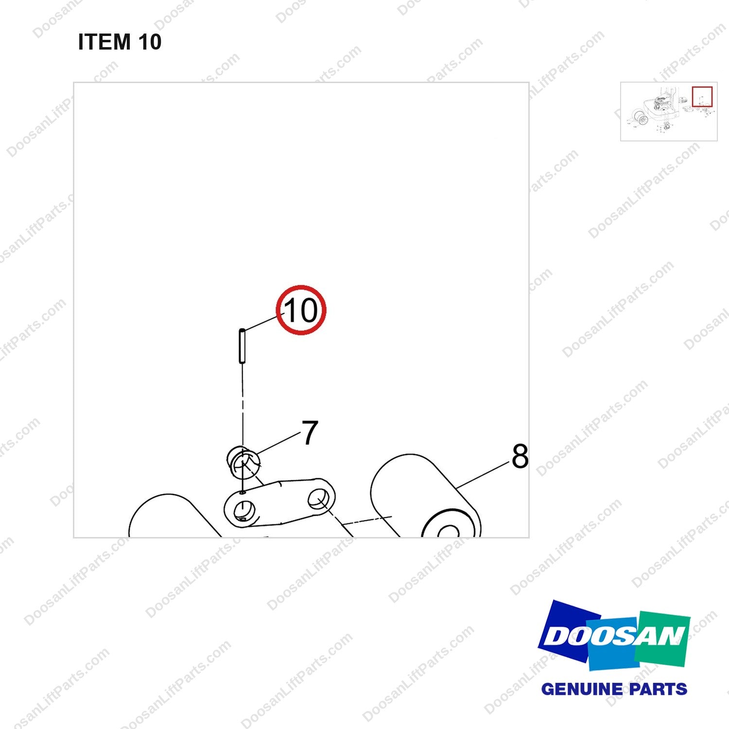 610-0291 Tandem Roller, Support Wheel, DR (URE) - parts diagram, item 10 shown - genuine Doosan / Bobcat forklift part