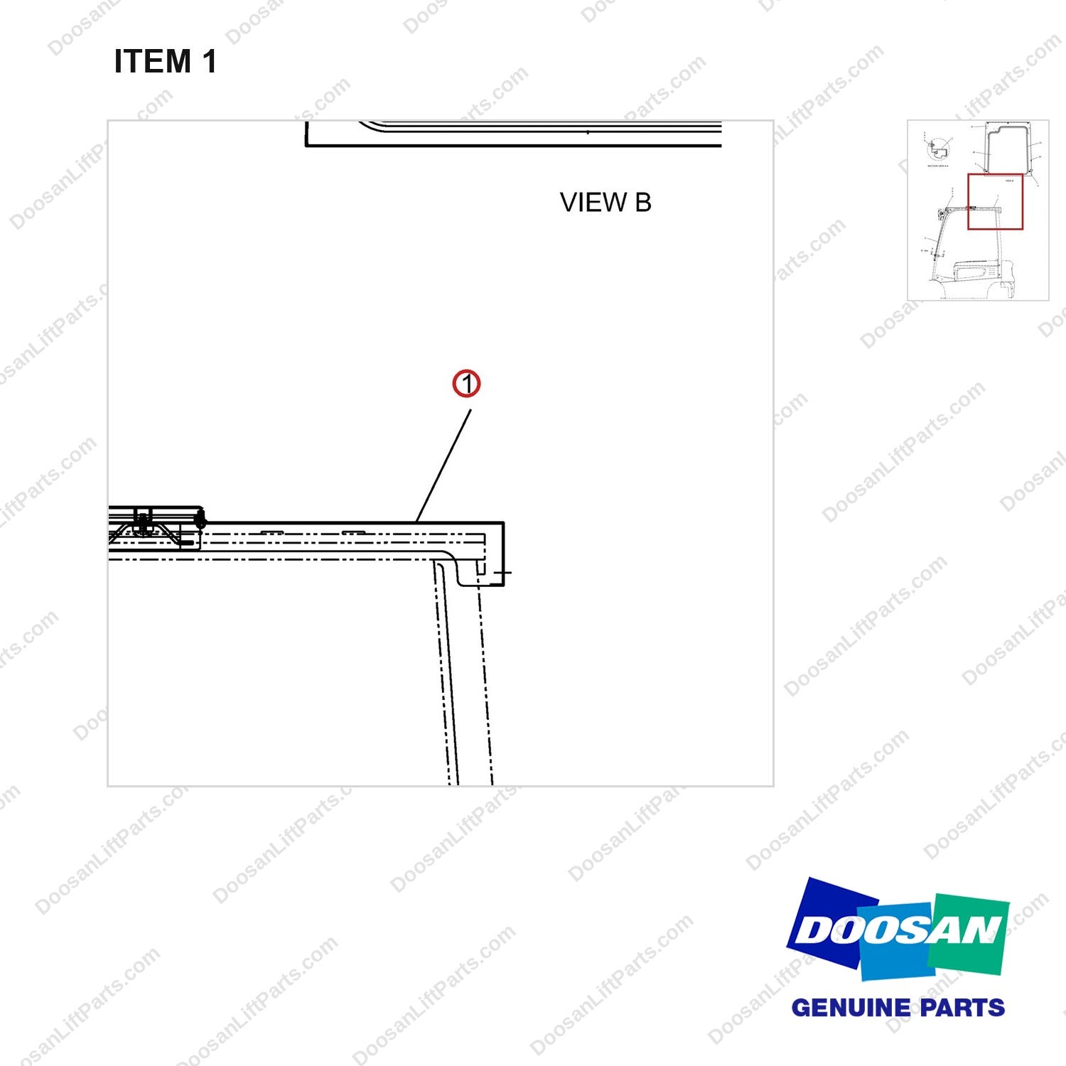 620204-00002 CABIN GP-MODULAR - TYPE B-1.8/2.0 TON - parts diagram, item 1 shown - genuine Doosan / Bobcat forklift part