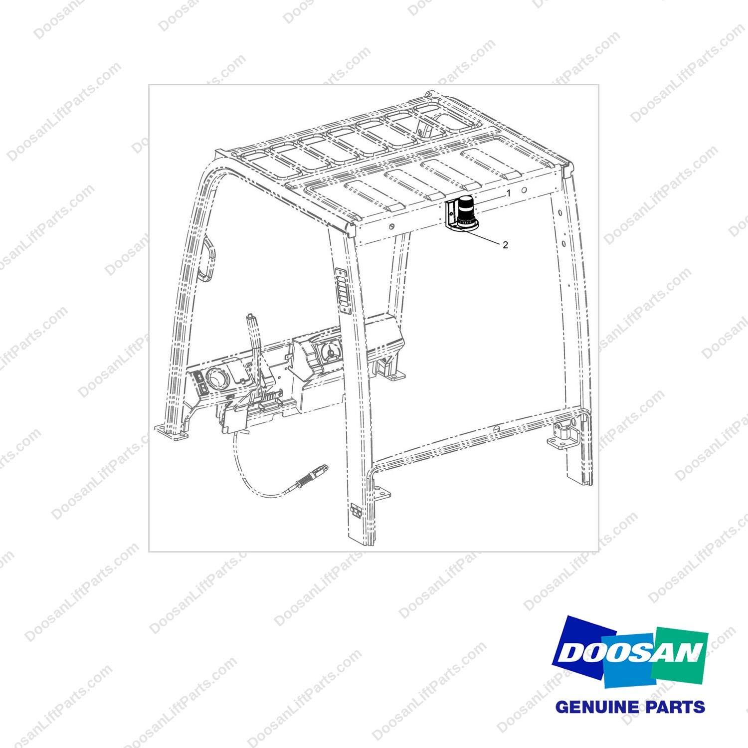 620204-07614KT OPTION-STROBE LIGHT;AMBER,BELOW OHG&CAB - full parts diagram - genuine Doosan / Bobcat forklift part