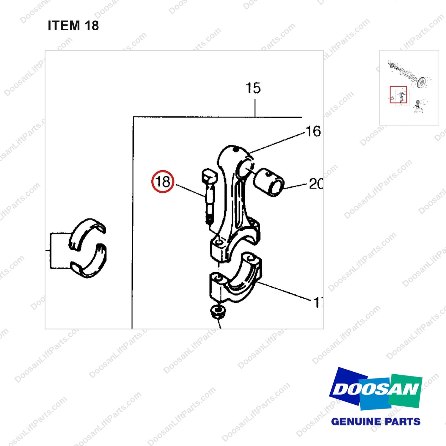 65.02411-0003 DRIVING SYSTEM GP - parts diagram, item 18 shown - genuine Doosan / Bobcat forklift part