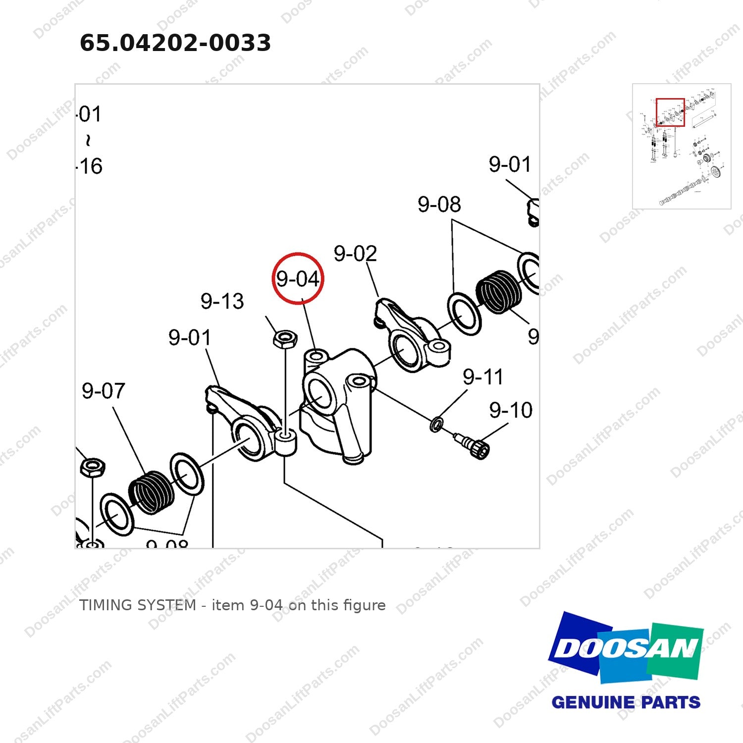 65.04202-0033 TIMING SYSTEM - parts diagram, item 9-04 shown - genuine Doosan / Bobcat forklift part