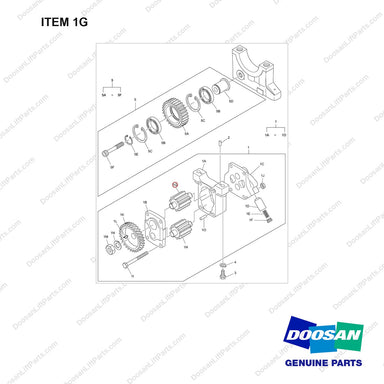 65.05104-5004 OIL PUMP - full parts diagram, item 1G marked - genuine Doosan / Bobcat forklift part
