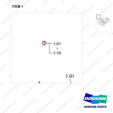 65.05601-7079B OIL COOLER - parts diagram, item 1 shown - genuine Doosan / Bobcat forklift part