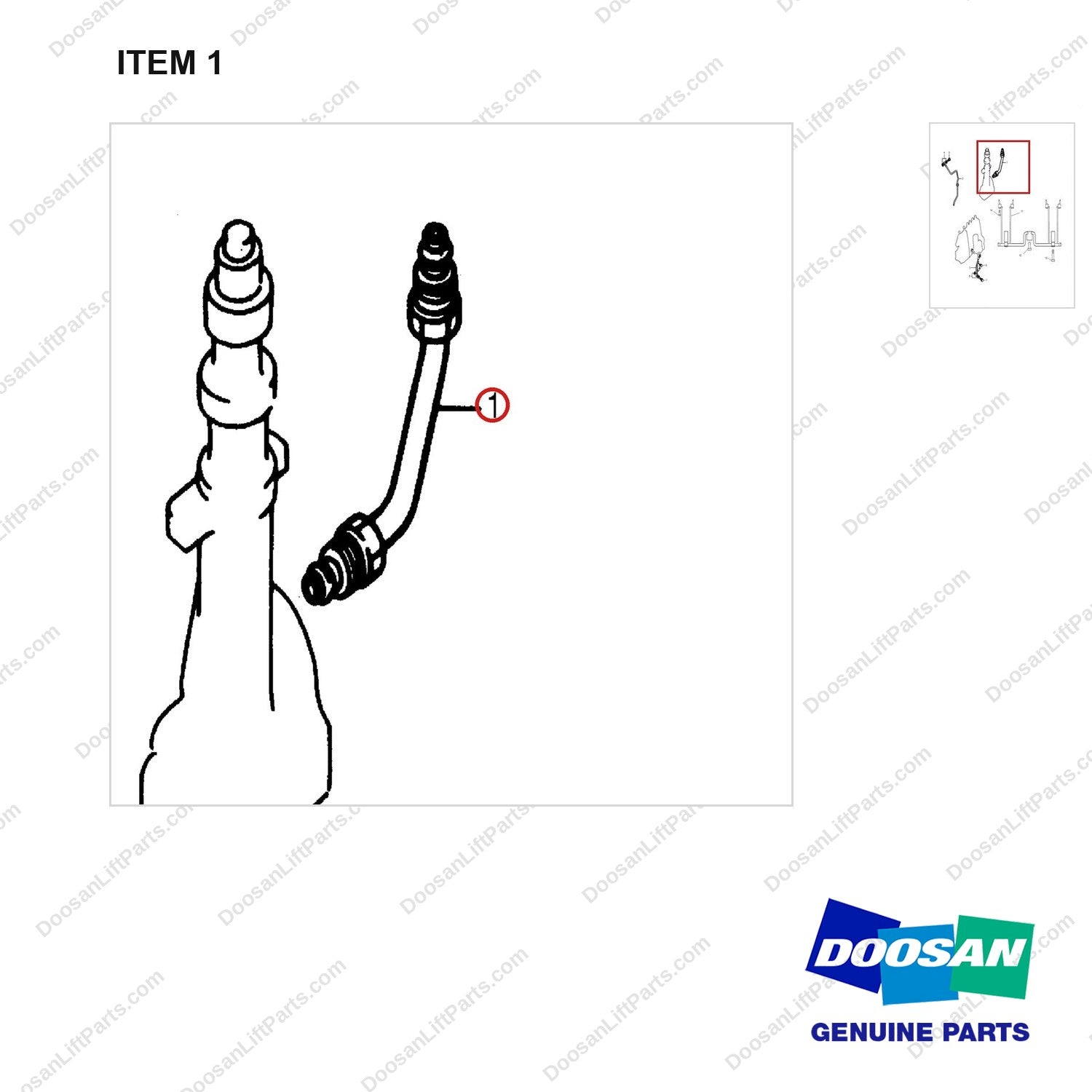 65.05701-5128 OIL PIPE - parts diagram, item 1 shown - genuine Doosan / Bobcat forklift part