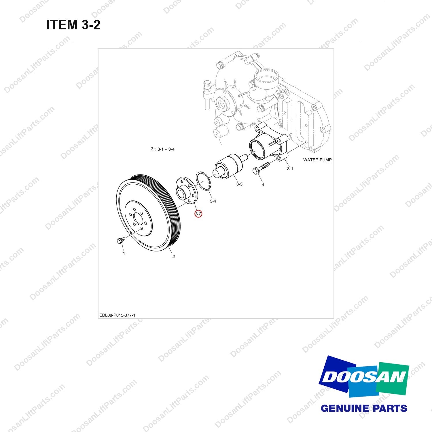 65.06504-0030A COOLING FAN - full parts diagram, item 3-2 marked - genuine Doosan / Bobcat forklift part