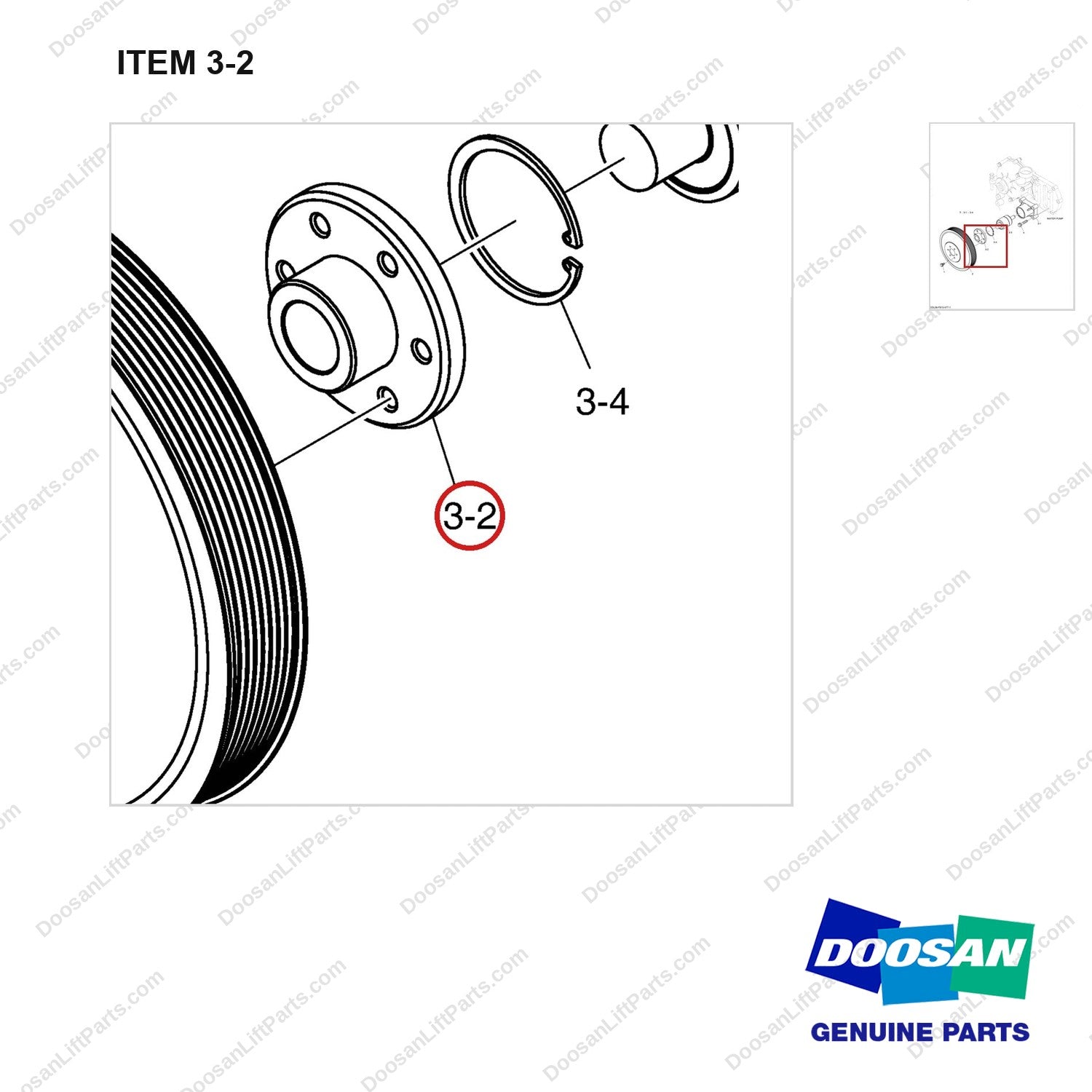 65.06504-0030A COOLING FAN - parts diagram, item 3-2 shown - genuine Doosan / Bobcat forklift part