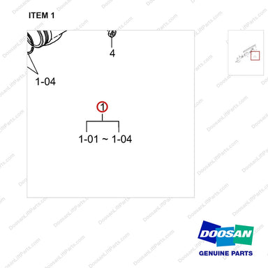 65.08100-6056A Exhaust Manifold - parts diagram, item 1 shown - genuine Doosan / Bobcat forklift part