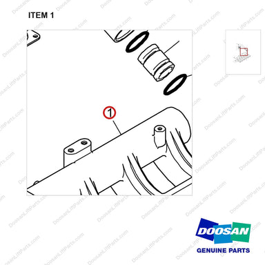 65.08201-5053 Intake Manifold - parts diagram, item 1 shown - genuine Doosan / Bobcat forklift part