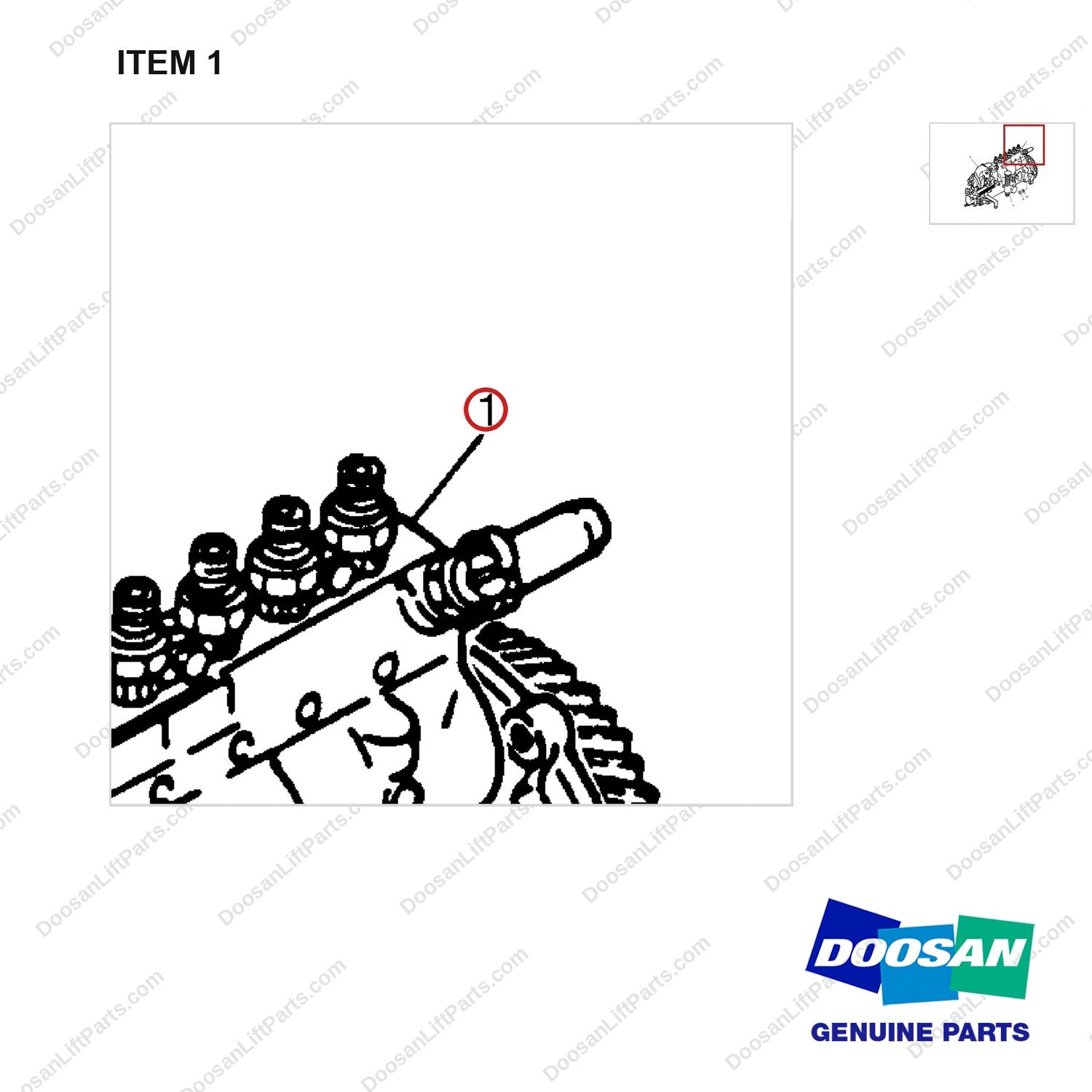 65.11101-7380A INJECTION PUMP - parts diagram, item 1 shown - genuine Doosan / Bobcat forklift part
