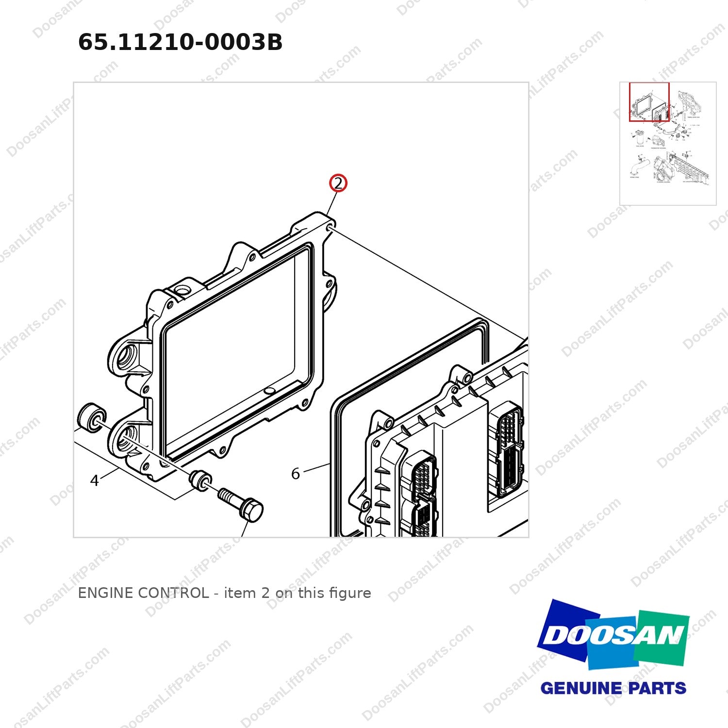 65.11210-0003B ENGINE CONTROL - parts diagram, item 2 shown - genuine Doosan / Bobcat forklift part