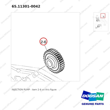 65.11301-0042 INJECTION PUMP - parts diagram, item 2-6 shown - genuine Doosan / Bobcat forklift part