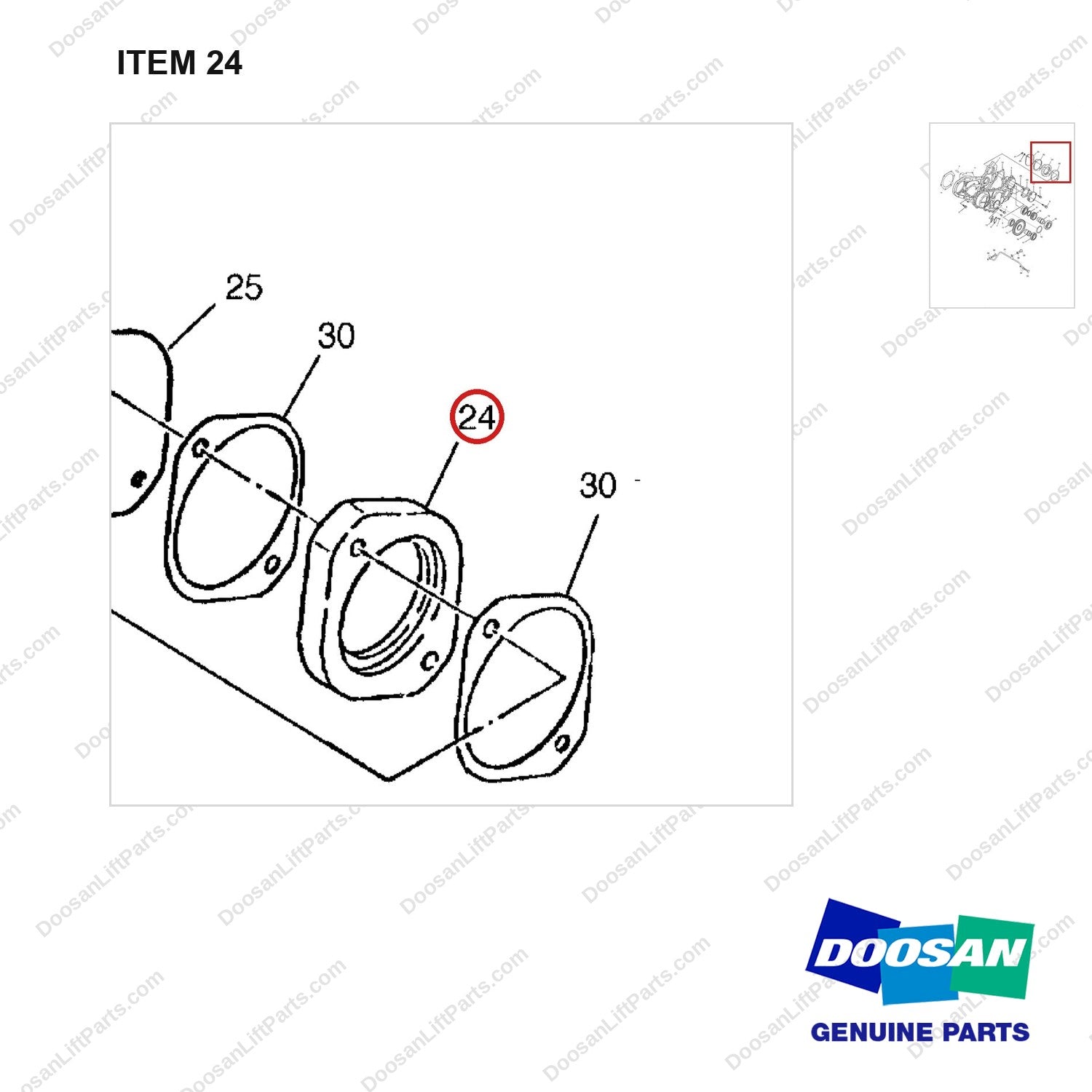 65.38520-0002 TIMING GEAR CASE & POWER TAKE OFF GP - parts diagram, item 24 shown - genuine Doosan / Bobcat forklift part