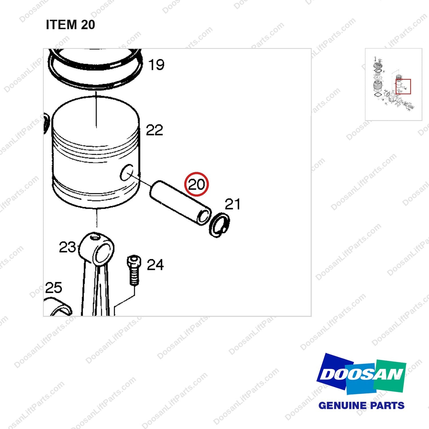65.54104-0006 AIR COMPRESSOR COMPONENTS - parts diagram, item 20 shown - genuine Doosan / Bobcat forklift part