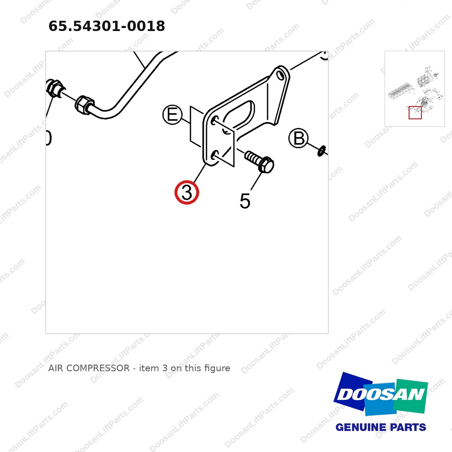 65.54301-0018 AIR COMPRESSOR - parts diagram, item 3 shown - genuine Doosan / Bobcat forklift part