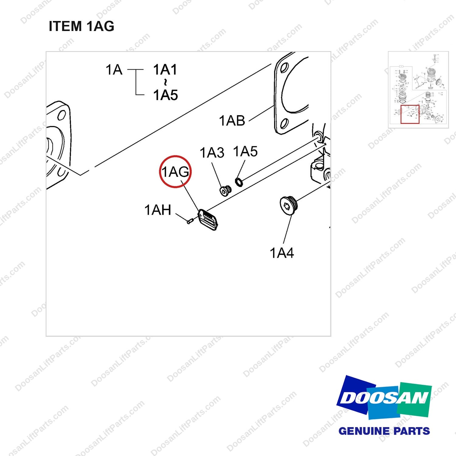 65.54871-0001 AIR COMPRESSOR - parts diagram, item 1AG shown - genuine Doosan / Bobcat forklift part