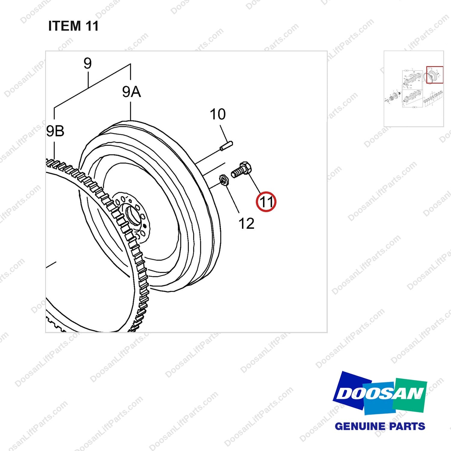 65.90001-0084 DRIVING SYSTEM - (TIRE II & STAGE II CERTIFIED TRUCK) - parts diagram, item 11 shown - genuine Doosan / Bobcat forklift part