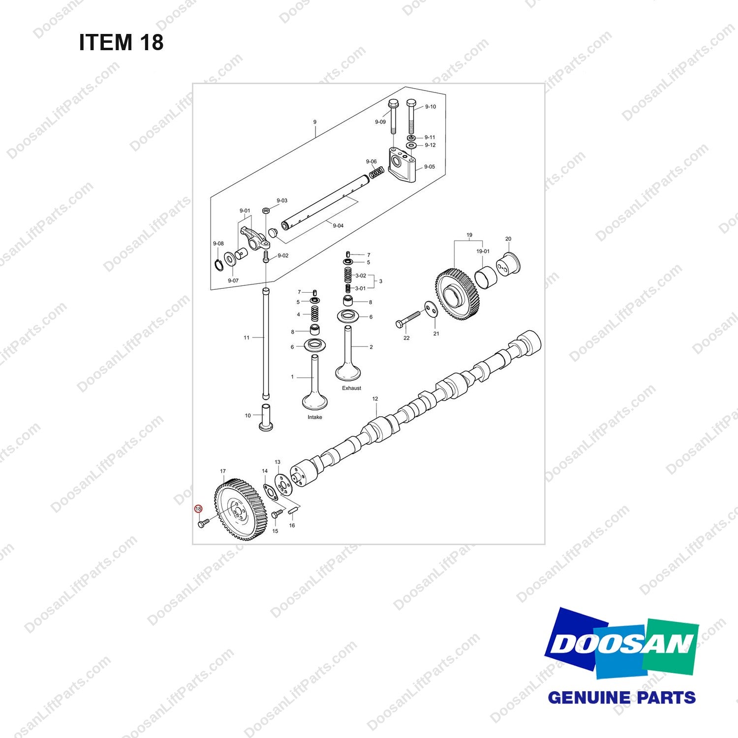 65.90020-0086 Timing System - full parts diagram, item 18 marked - genuine Doosan / Bobcat forklift part