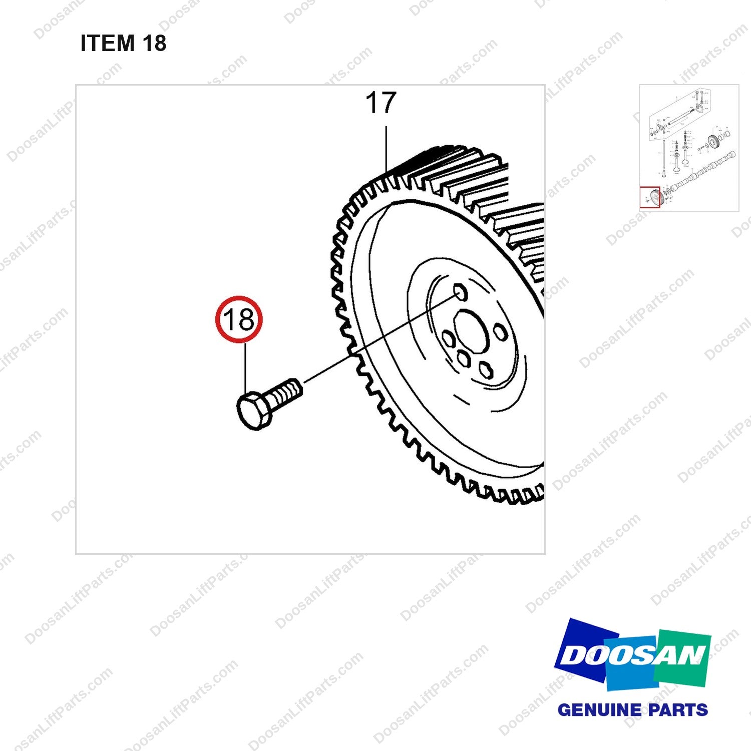 65.90020-0086 Timing System - parts diagram, item 18 shown - genuine Doosan / Bobcat forklift part