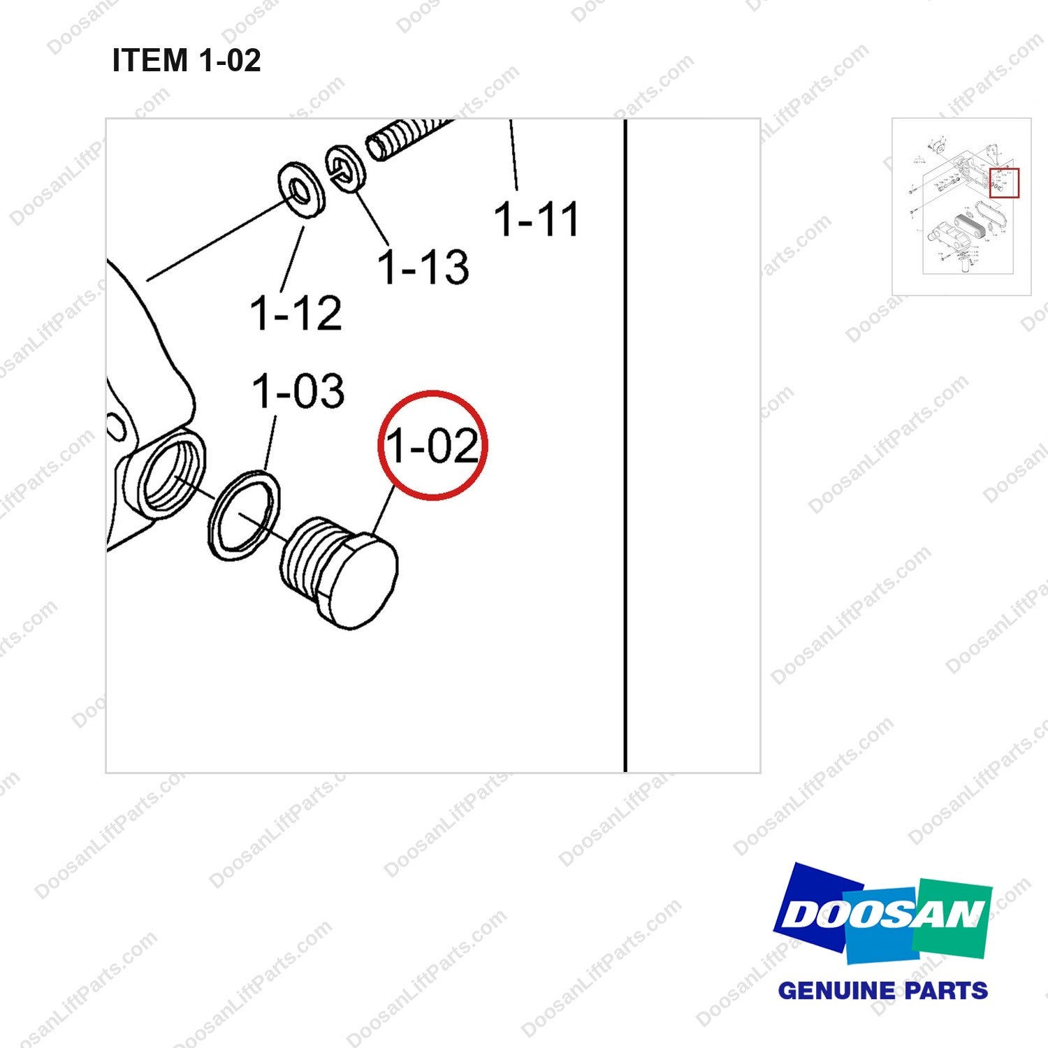 65.90310-0136A Oil Cooler - parts diagram, item 1-02 shown - genuine Doosan / Bobcat forklift part
