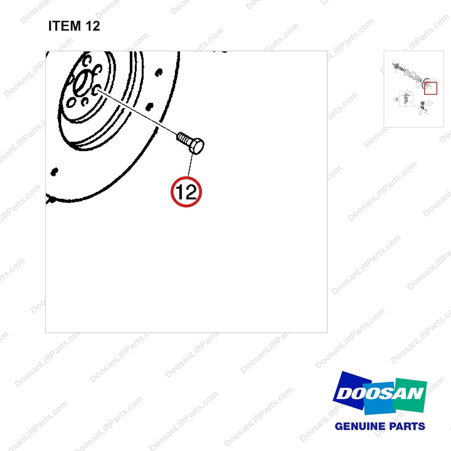 65.90430-0004 DRIVING SYSTEM GP - parts diagram, item 12 shown - genuine Doosan / Bobcat forklift part